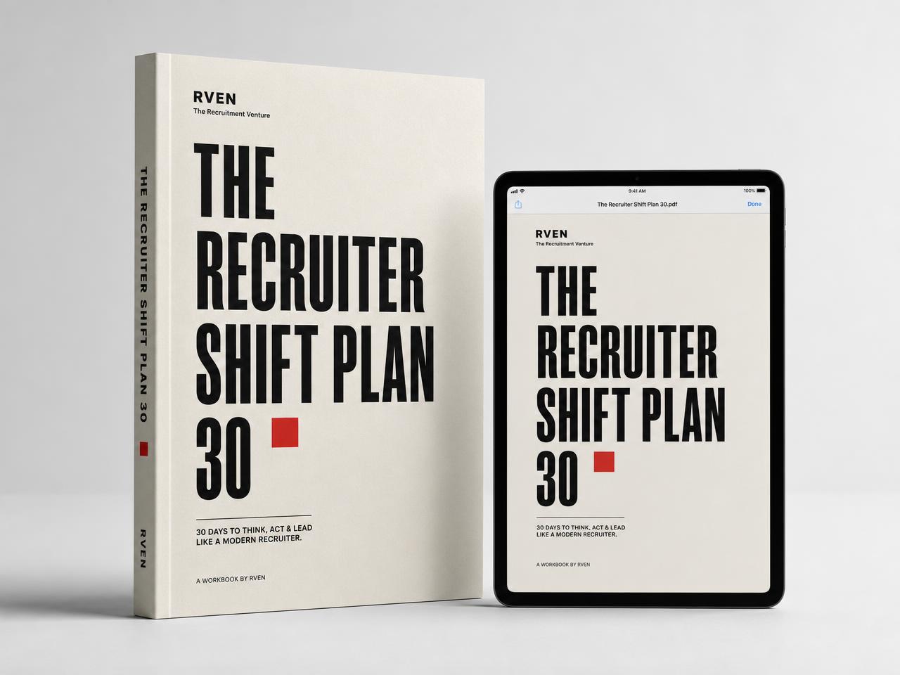 Le cahier The Recruiter Shift — Plan 30, en version imprimée et numérique
